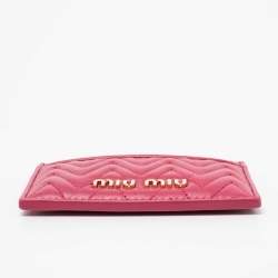 Miu Miu Pink Quilted Leather Card Holder 
