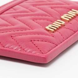 Miu Miu Pink Quilted Leather Card Holder 