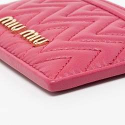 Miu Miu Pink Quilted Leather Card Holder 