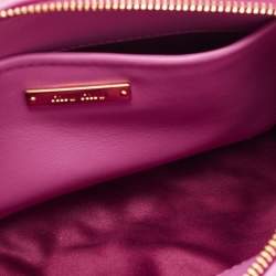 Pre Owned Miu Miu Pink Matelassé Leather Wristlet Clutch