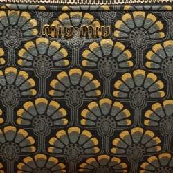 Miu Miu Multicolor Madras Print Leather Zip Wristlet Clutch