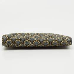 Miu Miu Multicolor Madras Print Leather Zip Wristlet Clutch