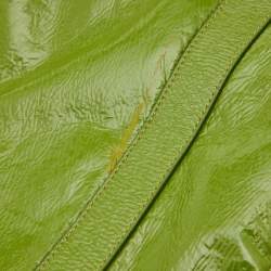 Pre Owned Miu Miu Green Patent Leather Shopper Tote