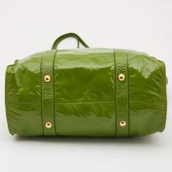 Pre Owned Miu Miu Green Patent Leather Shopper Tote