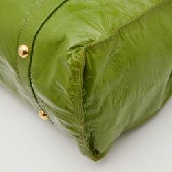Pre Owned Miu Miu Green Patent Leather Shopper Tote