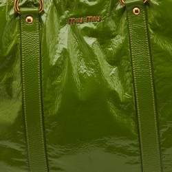 Pre Owned Miu Miu Green Patent Leather Shopper Tote