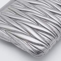 Miu Miu Silver Matelassé Leather Frame Crossbody Bag
