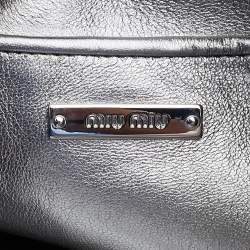 Miu Miu Silver Matelassé Leather Frame Crossbody Bag