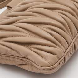 Miu Miu Beige Matelassé Leather Shoulder Bag