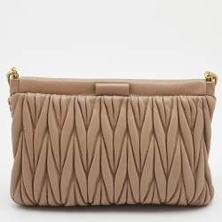 Miu Miu Beige Matelassé Leather Shoulder Bag