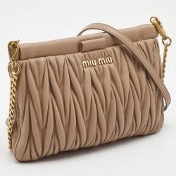 Miu Miu Beige Matelassé Leather Shoulder Bag