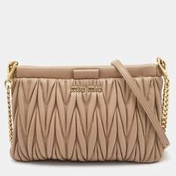 Miu Miu Beige Matelassé Leather Shoulder Bag