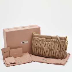 Miu Miu Beige Matelassé Leather Shoulder Bag