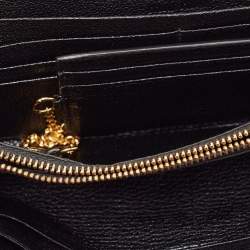 Miu Miu Black/Beige Leather Bow Flap Continental Wallet