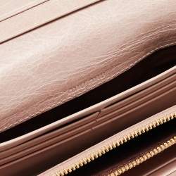 Pre Owned Miu Miu Light Pink Quilted Leather Continental Flap Wallet