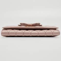 Pre Owned Miu Miu Light Pink Quilted Leather Continental Flap Wallet
