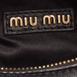 مملوكة مسبقًا Miu Miu Black Logo Plaque Leather Hobo