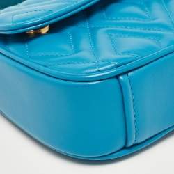 Miu Miu Blue Quilted Leather Chain Shoulder Bag