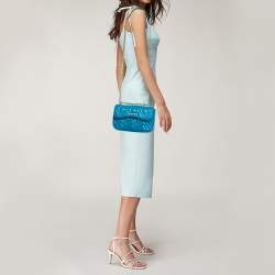 Miu Miu Blue Quilted Leather Chain Shoulder Bag