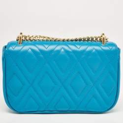 Miu Miu Blue Quilted Leather Chain Shoulder Bag