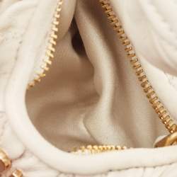 Pre Owned Miu Miu Off White Matelassé Leather Mini Wander Crossbody Bag