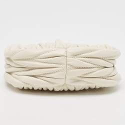 Pre Owned Miu Miu Off White Matelassé Leather Mini Wander Crossbody Bag