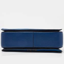 Miu Miu Two Tone Blue Madras Leather Pushlock Tote