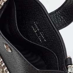 Pre Owned Miu Miu Black Leather Crystals Embellished Chain Card Holder