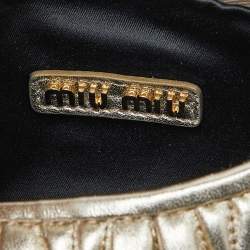 Miu Miu Metallic Gold Matelassé Leather Wander Bag