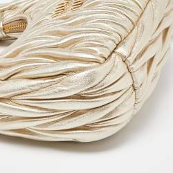 Miu Miu Metallic Gold Matelassé Leather Wander Bag