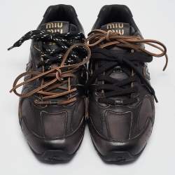 Miu Miu X New Balance Brown/Black Leather 530 SL Sneakers Size 38
