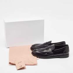 Miu Miu Black Leather Slip On Loafers Size 39
