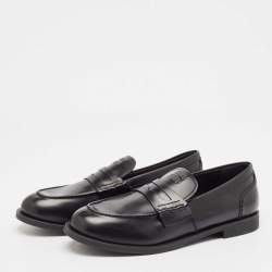 Miu Miu Black Leather Slip On Loafers Size 39