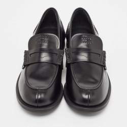 Miu Miu Black Leather Slip On Loafers Size 39