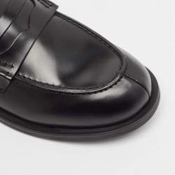 Miu Miu Black Leather Slip On Loafers Size 39