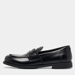 Pre Owned Miu Miu Black Leather Slip On Loafers Size 39