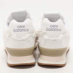 Miu Miu x New Balance White Canvas 574 Athletic Low Top Sneakers Size 41
