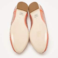Miu Miu Orange Patent Leather Crystal Embellished Heels Lace Up Derby Size 36