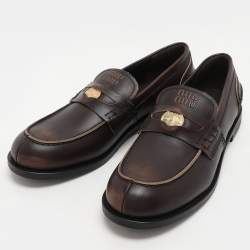 Miu Miu Brown Leather Penny Loafers Size 41