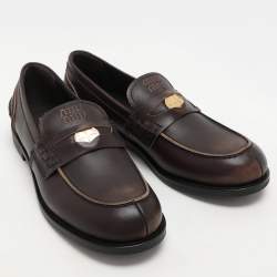 Miu Miu Brown Leather Penny Loafers Size 41