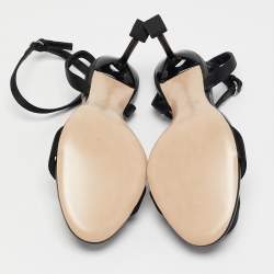 Miu Miu Black Satin Raso Ankle Strap Sandals Size 39