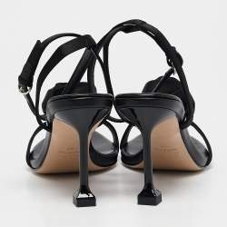 Miu Miu Black Satin Raso Ankle Strap Sandals Size 39