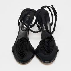 Miu Miu Black Satin Raso Ankle Strap Sandals Size 39