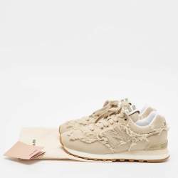 Miu Miu x New Balance Beige Canvas 574 Athletic Low Top Sneakers Size 37