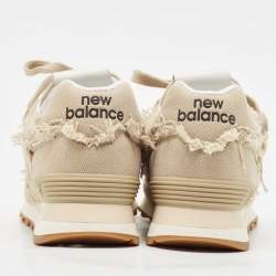 Miu Miu x New Balance Beige Canvas 574 Athletic Low Top Sneakers Size 37