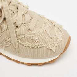 Miu Miu x New Balance Beige Canvas 574 Athletic Low Top Sneakers Size 37