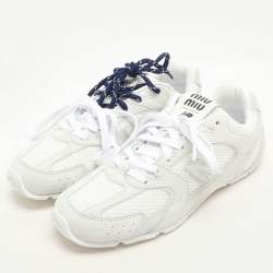 Miu Miu X New Balance Grey/White Suede and Mesh 530 SL Sneakers Size 38
