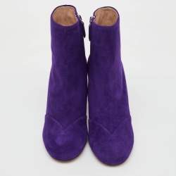 Miu Miu Purple Suede Ankle Length Boots Size 37.5
