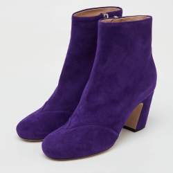 Miu Miu Purple Suede Ankle Length Boots Size 37.5
