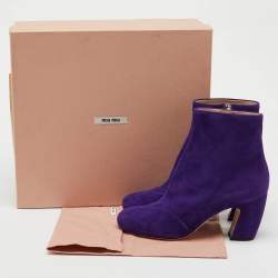 Miu Miu Purple Suede Ankle Length Boots Size 37.5